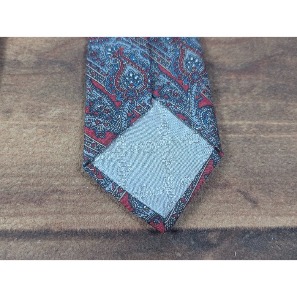 Christian Dior Silk Necktie Paisley Pattern Made in USA Fabric Woven‎ Italy - Picture 5 of 5